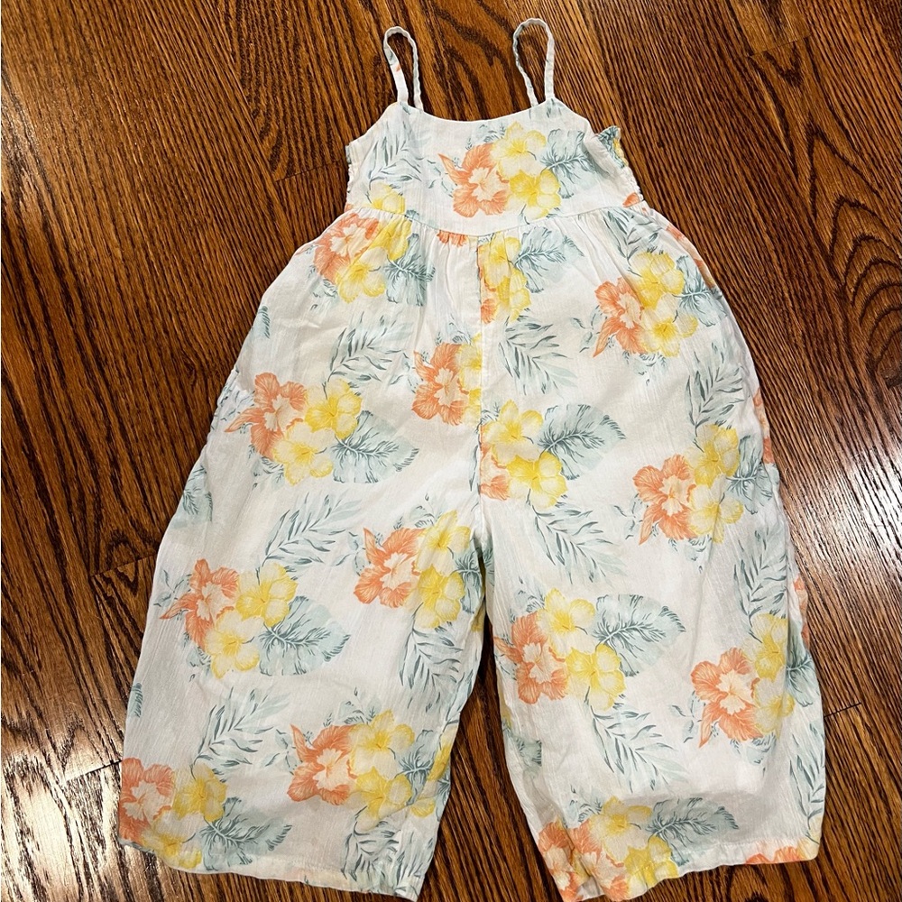 Janie and Jack hibiscus floral wide leg jumpsuit